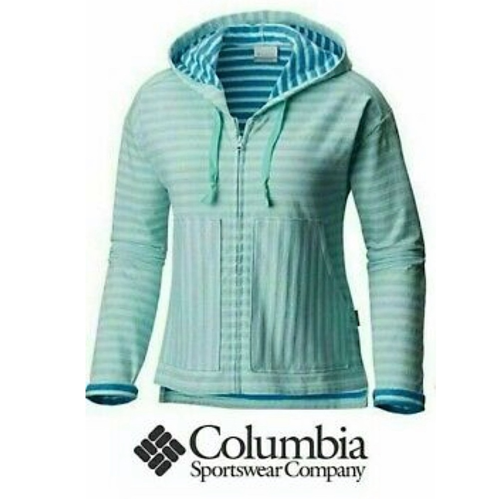 Columbia Melody Spring Full Zip-Up Stripe Hooded Beach Hoodie